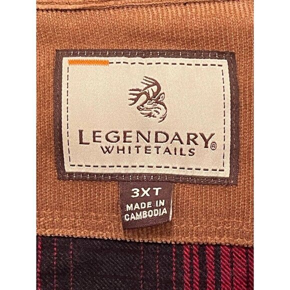 Legendary Whitetails Mens Red & Black Plaid Flannel Shirt 3XT 100% Cotton - Picture 2 of 15